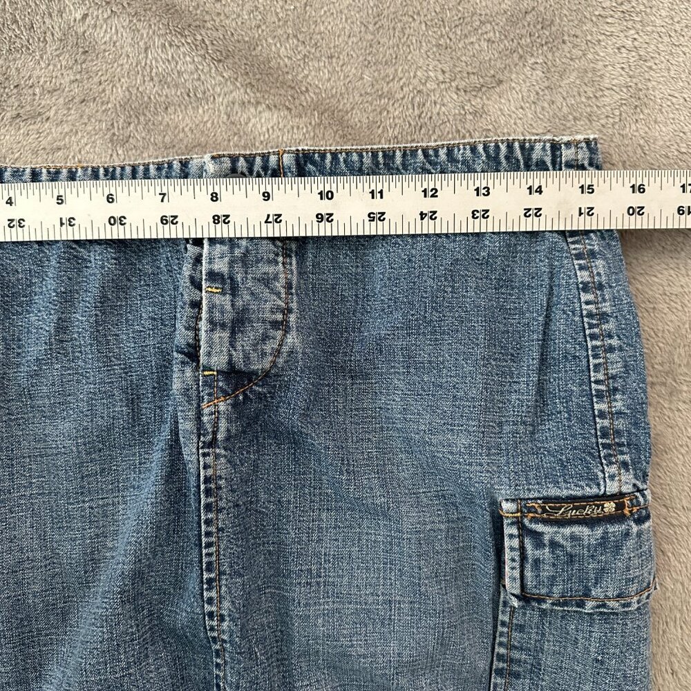 Vintage Lucky Brand Denim Midi Skirt Cargo 28/6 90s Y2K - Picture 9 of 10